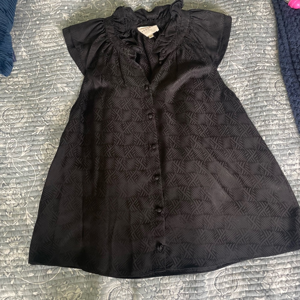 Sezane Black Textured Blouse